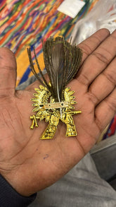 Krishna Bansuri Metal Broach With Peacock Feather Pin, Brooch Pin Set For Men/Women/Kid Birthday and Event, Festival, Wedding/Return Gift